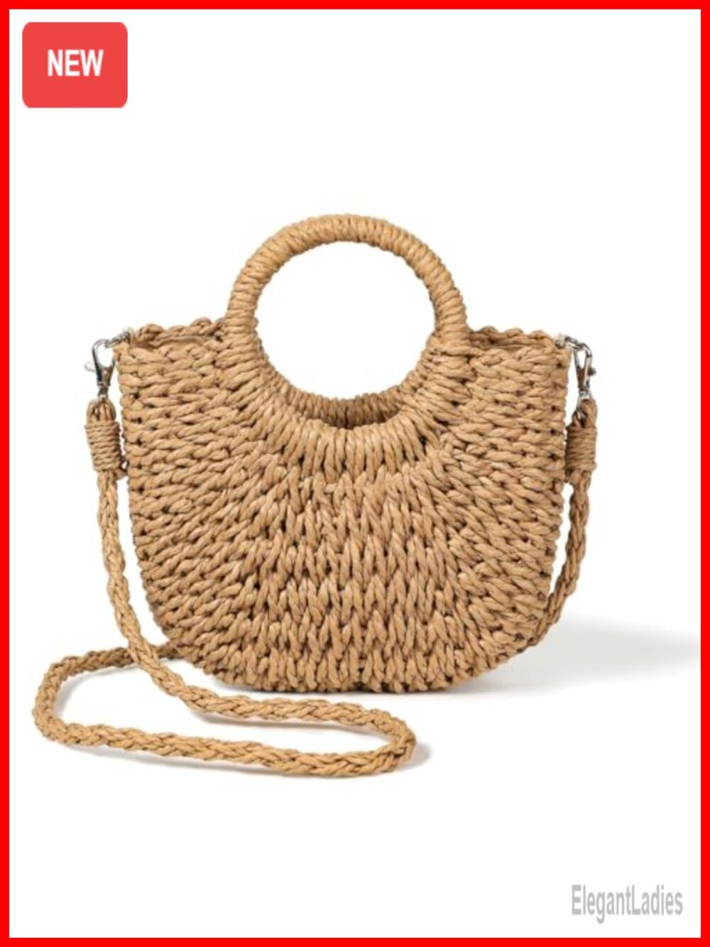 Handwoven Straw Crossbody Bag Summer Beach Purse Women